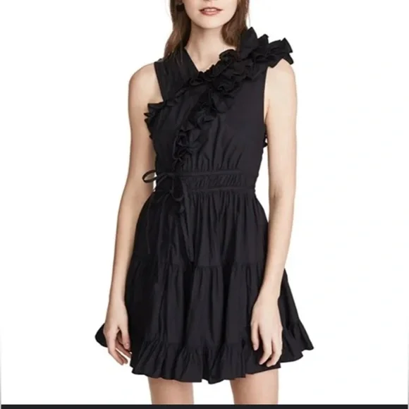 Ulla Johnson Size 10 Elegant Black Ruffle Dress - Picture 2 of 13